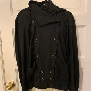 MIKE & CHRIS Black Snap Sweatshirt Jacket Hoodie